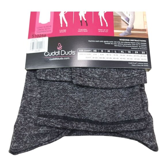Cuddl Duds Womens Long Sleeve Crew SoftKnit Top Medium Charcoal Ultra Soft Knit - Picture 4 of 9